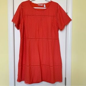 Isaac Mizrahi Women’s Coral Eyelet Short Sleeve Dress. SZ Large. Never worn.